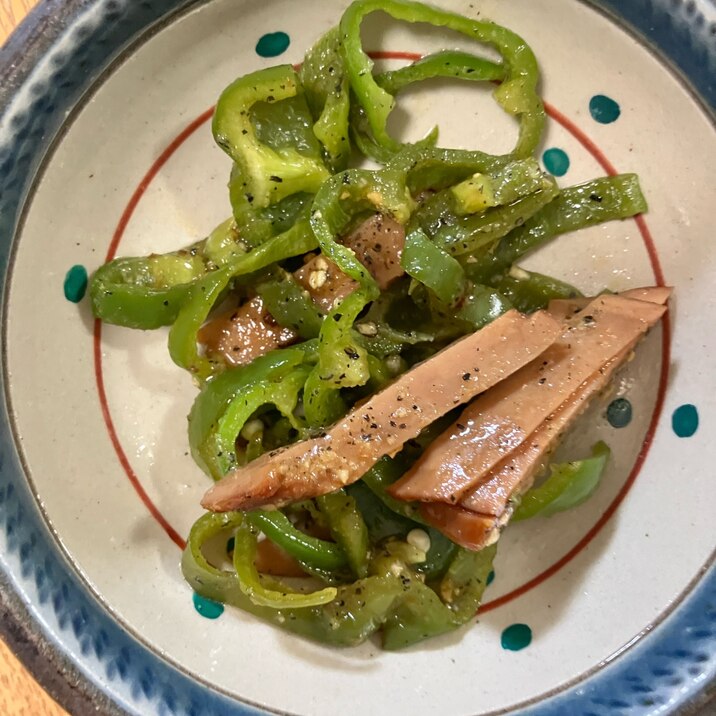 ピーマンと焼豚のレンチン和え